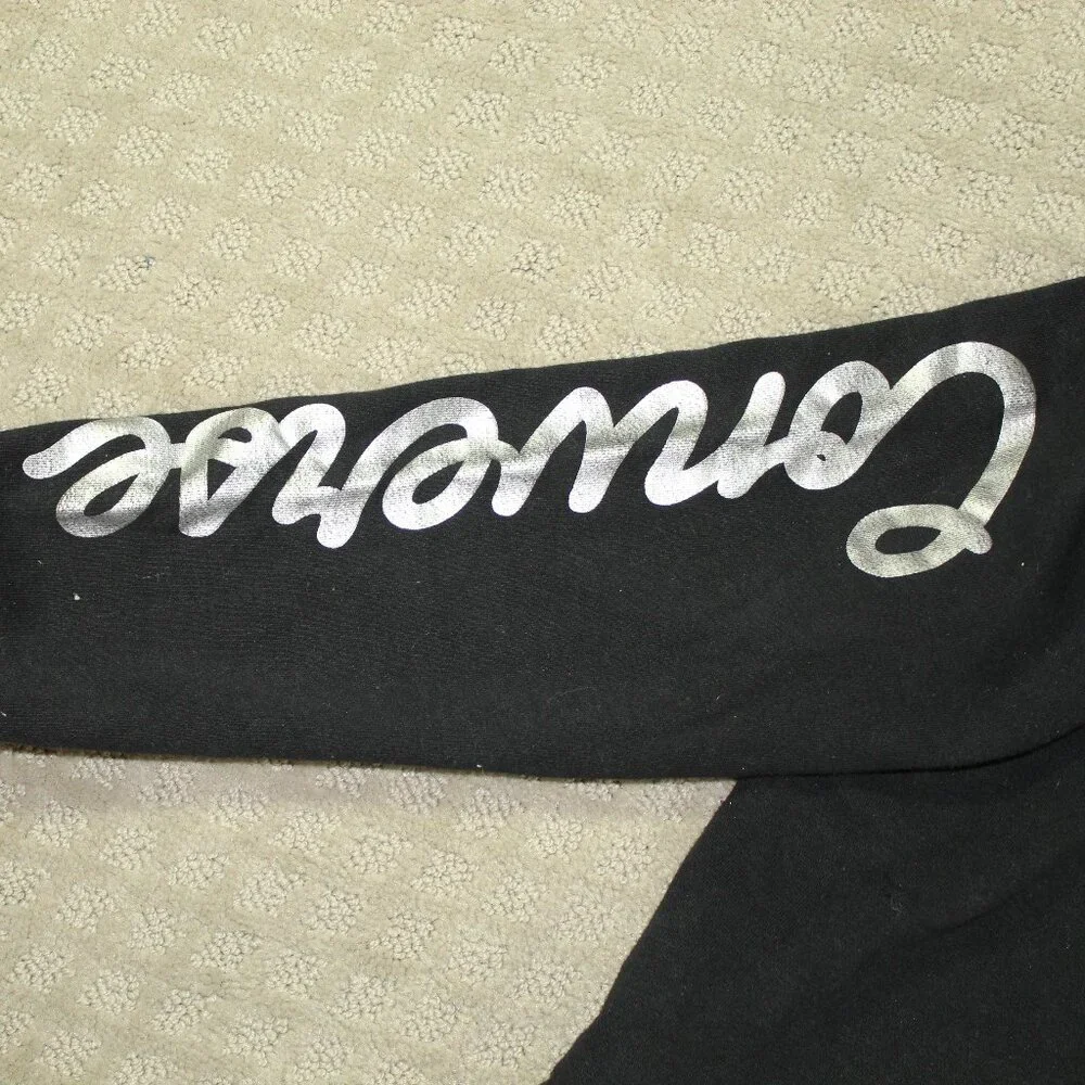 Converse Chuck Taylor All Star Size YL Black Silver Cropped Long Sleeve Hoodie